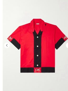 BODE
Camp-Collar Embroidered Two-Tone Cotton Shirt(Brand New)